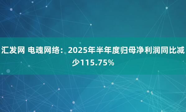 汇发网 电魂网络：2025年半年度归母净利润同比减少115.75%