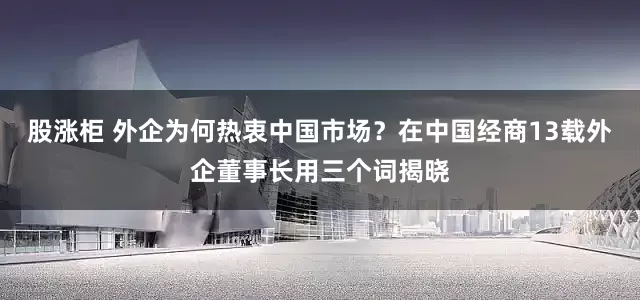 股涨柜 外企为何热衷中国市场？在中国经商13载外企董事长用三个词揭晓